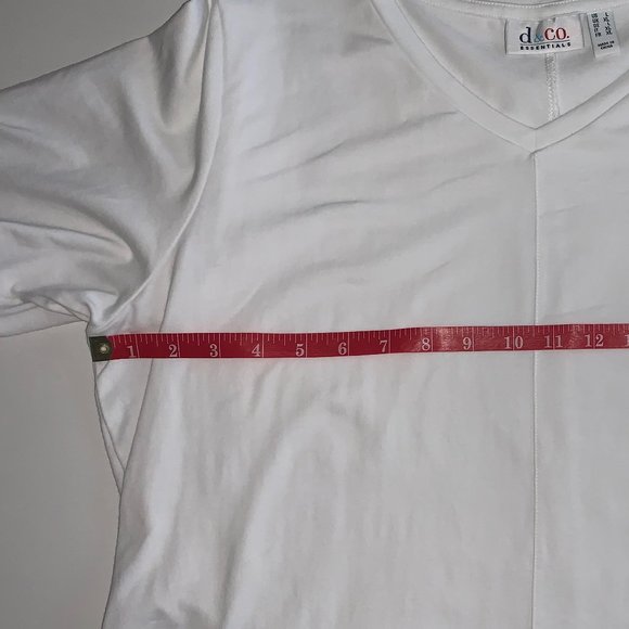 NWOT Denim & Co Women's Cotton Blend Tunic V-Neck Short Sleeve Shirt White Sz Lg - Picture 5 of 8
